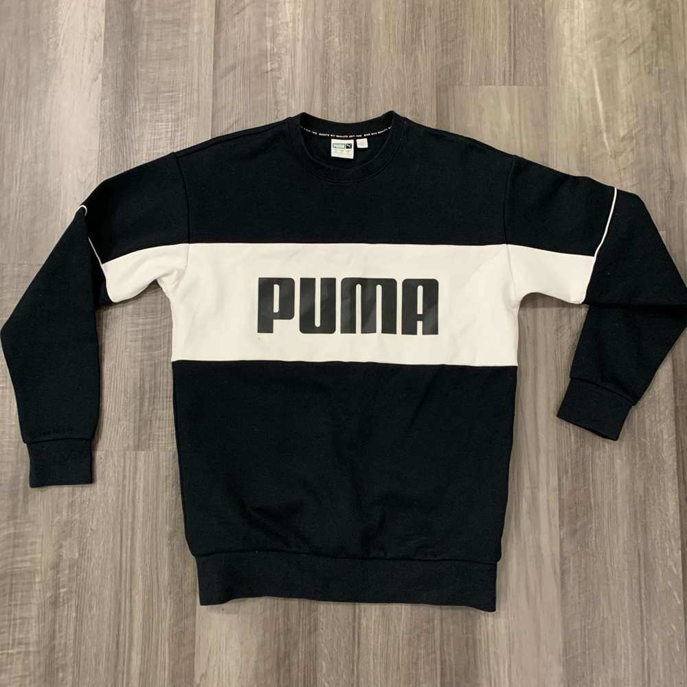 Puma Mens Retro Crewneck Colorblock Sweatshirt, Small